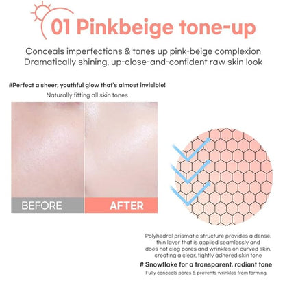 Calming Cool Tone up sun Cushion Foundation SPF50+ CC/BB Cream(0.88FlOz) Transparent&Natural tone-up&Even skin tone-Whitening&Wrinkle Improvement,Derma tested (PINK BEIGE, 0.88Fl Oz(Main))