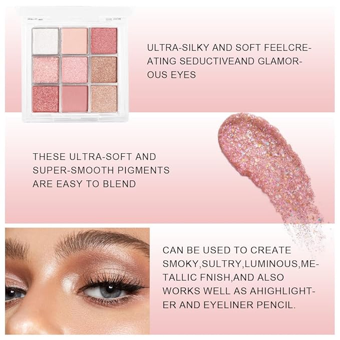 Rose Gold High-Impact Eyeshadow Palette Makeup - Velvet Matte & Luminous Shimmer Fusion - Versatile Shades for Day to Night Looks(05#, 1 Count (Pack of 1))