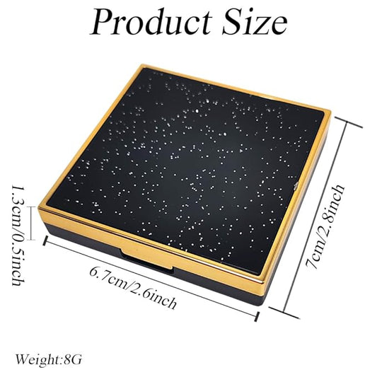 Black 5 Grids Empty Eyeshadow Palette with Gold Frame Mirror Lipstick Box Powder Blush Makeup Case Highlighters Container DIY Refillable Eye Shadow Pans