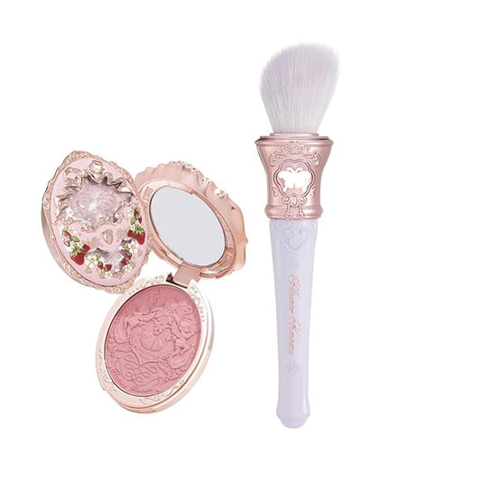 Flower Knows Strawberry Rococo Embossed Blush 03 Classic Ballet+Butterfly Cloud Collar Angled Powder Brush Frosty Wisteria