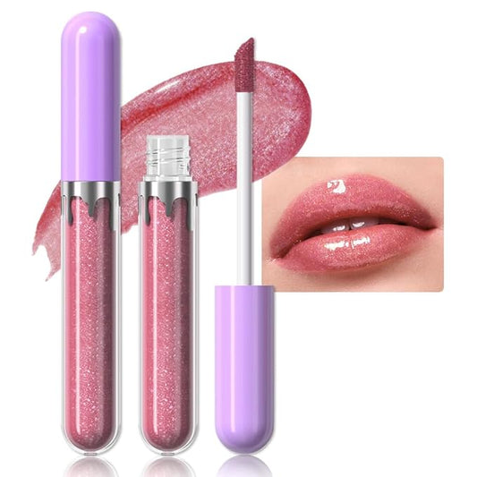 Glitter Liquid Lip Gloss,Fuchsia Shimmer Lipstick, Waterproof Shimmer Lip Stain Lip Glaze, High Shine Long Lasting Shiny Lip Color Makeup 13#