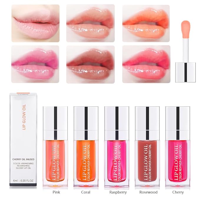 Hydrating Lip Glow Oil, Moisturizing Lip Glow Oil, Lip Plumper Gloss, Transparent Lip Gloss, Lip Oil, Plumping Lip Oil, Lip Balm, Tinted Lip Balm Lip Care (Rosewood)