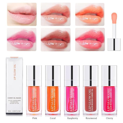 Hydrating Lip Glow Oil, Moisturizing Lip Glow Oil, Lip Plumper Gloss, Transparent Lip Gloss, Lip Oil, Plumping Lip Oil, Lip Balm, Tinted Lip Balm Lip Care (Rosewood)