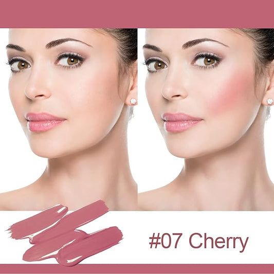 Soft Cream Liquid Blush, Creamy Dewy Blush Lightweight Blendable Glowing Blush Stick with Cushion Applicator,Natural Silky Smooth Moisturizing Blush Makeup,Cruelty-free,07 Cherry