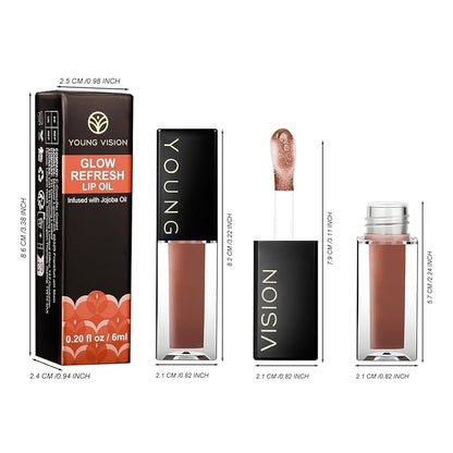 YOUNG VISION Lip Glow Oil, Lip Gloss with Jojoba Seed Oil, Moisturing and Plumping,0.20 fl oz(Pack of 1)