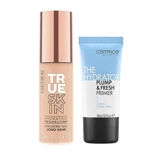 Catrice | True Skin Foundation 04 & The Hydrator Plump & Fresh Primer Bundle | Full Coverage Makeup | Vegan & Cruelty Free
