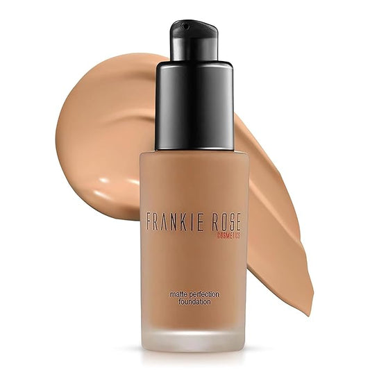 Frankie Rose Cosmetics Matte Perfection Foundation Makeup – Long-Lasting, Hydrating Foundation for Semi-Matte Finish - Foundation Full Coverage for All Skin Type - (Oatmeal Blend) 1.0 US fl oz / 30 ml