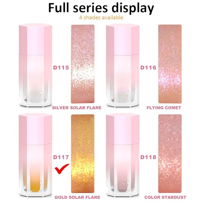 EVPCT Double-Duty Gold Liquid Iridescent Festival Glitter Face & Body Highlighter - Waterproof, Long-Lasting Shimmer Palette