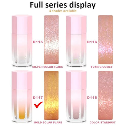 EVPCT Double-Duty Gold Liquid Iridescent Festival Glitter Face & Body Highlighter - Waterproof, Long-Lasting Shimmer Palette
