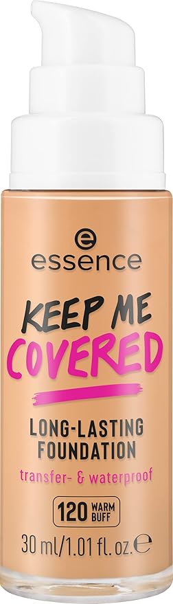 essence | Keep Me Covered Long-Lasting Foundation (120 | Warm Buff) | Medium to Full Buildable Coverage | Vegan & Cruelty Free