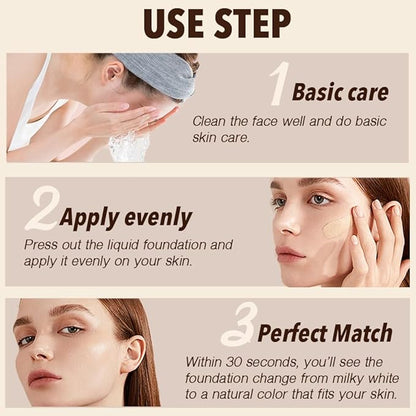 Foundation 4 in 1 - Color Changing, Medium Coverage, SPF 50, Hypoallergenic, Long-lasting & Waterproof, Neutral Finish - 1.06 fl oz