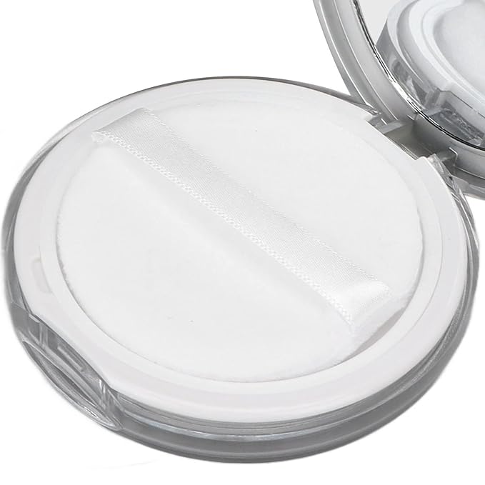 3g Empty Powder Box, Refillable Loose Portable Makeup Setting Blush Case Container with Puff Holder Compact Slim Mirror and Elasticated Net Sifter Mini No Leaks Set