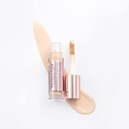 Makeup Revolution Conceal and Define Foundation, Full Coverage & Matte Finish, F14 for Dark Skin Tones, Vegan & Cruelty-Free, 0.7 Fl Oz
