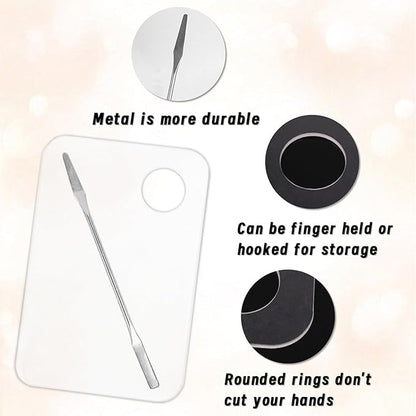 3 Pcs Acrylic Cosmetic Makeup Palette Makeup Palette Clear, Professional Makeup Palette with Scraper Tool, 3PCS Metal Spatula Makeup, Professional Cosmetic Mix, Makeup Artist Tools (Acrylic)