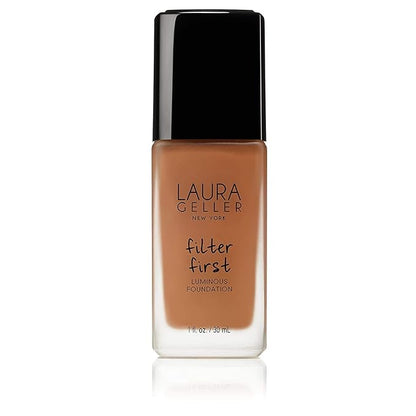 LAURA GELLER NEW YORK Filter First Luminous Liquid Makeup Foundation, Lightweight, Medium to Full Coverage, Non-Settling Formula, Pecan, 1 Fl Oz