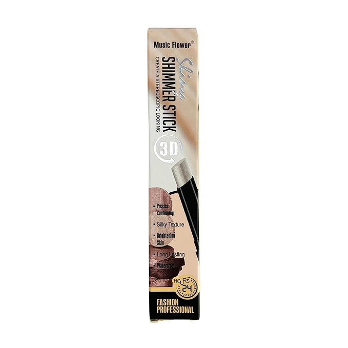 Highlighter Stick, Double Ended Highlighter Makeup Stick with Sponge Brush, Shimmer Waterproof Long Lasting Smooth Silver Glitter Brighten Face Makeup Pencil, 1 Count
