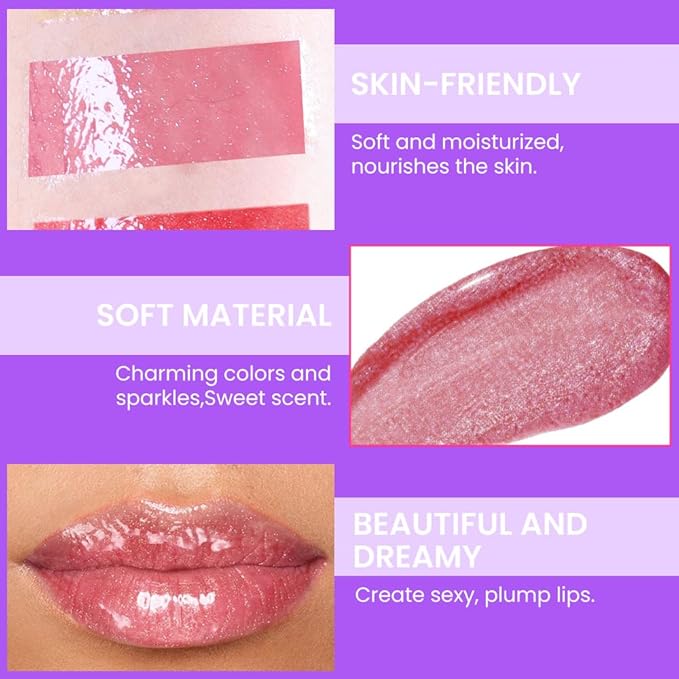 Glitter Liquid Lip Gloss,Fuchsia Shimmer Lipstick, Waterproof Shimmer Lip Stain Lip Glaze, High Shine Long Lasting Shiny Lip Color Makeup 13#