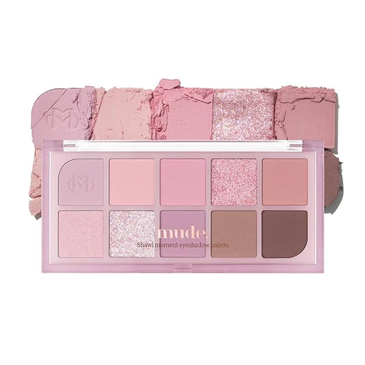 Shawl Moment Eyeshadow Palette Matte Shimmering Glitter Layering 10 Shades Highly Pigmented Blendable Color with Soft Texture Korean Makeup Eye Palette K-beauty