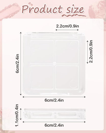 EORTA 12 Pieces Empty Makeup Palettes Box 4 Grids Eyeshadow Pigment Tray Women Refillable eyeshadow Lipstick Blush Highlighters Container Clear Square Pans for Lip Eyeshadow Paints