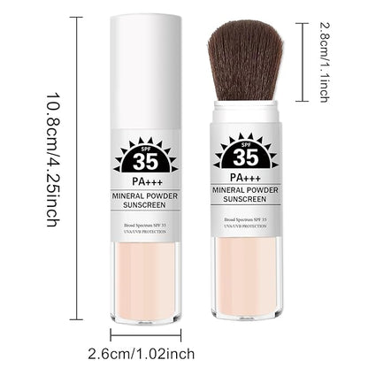 Mineral Powder Sunscreen SPF 35 Setting Powder for Face Broad Spectrum Mineral Brush Powder Lightweight Breathable Oil Control Matte Finish for All Skin Tones(Translucent)