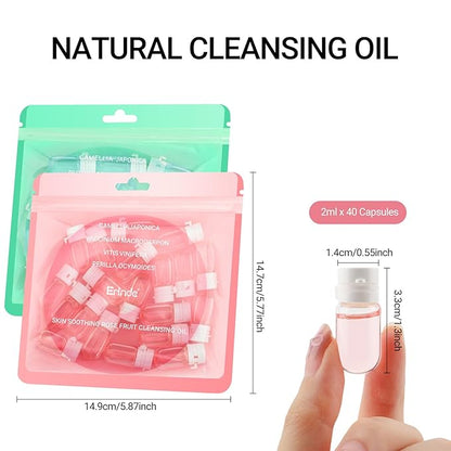 Erinde Portable Cleansing Oil Makeup Remover, Hydrating Rose & Centella Oil Cleanser for Face, Gentle Nourishing Mini Makeup Remover for Sensitive Skin and All Skin Types, Travel-Friendly