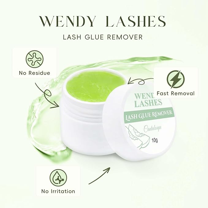 Lash Remover for Lash Extensions Hami Melon Low Irritation Cream Glue-Remover Kit 10g Professional Fast Sensitive Skin Dissolution Lash Extension Remover By WENDY LASHES（Lash Remover-Hami Melon,10g）