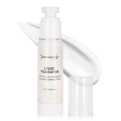 50 ML Goth White Foundation Makeup,Face Body Paint Full Coverage Liquid Color Changing Pale White Foundation,Concealer Color Corrector Halloween Cosplay Sfx Makeup for Clown