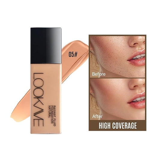 LAMUSELAND Full Coverage Foundation Makeup, Matte Liquid Waterproof Long-lasting Oil-free Foundation Stick Concealer for All Skin (05, M)