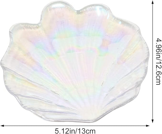 yueton 1PCS Glass Nail Art Palette Colorful Shell Shape Nail Art Palette Creative Nail Art Display Stand Makeup Palette Nail Art Supplies