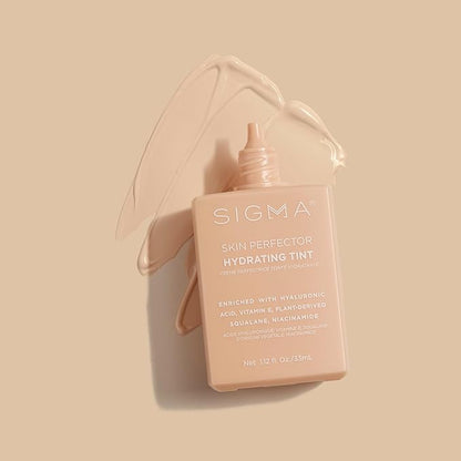 Sigma Beauty Skin Perfector – Hydrating Skin Tint Foundation for Lightweight, Buildable Coverage, With Hyaluronic Acid, Niacinamide Serum, and More (1 Fair Ivory Tint, 1.12oz)