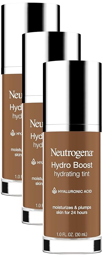 Neutrogena Hydro Boost Hydrating Tint with Hyaluronic Acid, Lightweight Water Gel Formula, Moisturizing, Oil-Free & Non-Comedogenic Liquid Foundation Makeup, 135 Chestnut Color 1.0 fl. oz (Pack of 3)