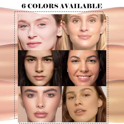 Liquid Full Coverage Matte Foundation, 6 Colors Blendable Light Medium Nude Beige Pink Orange Flawless Concealer for Face Makeup, Oil Control, Lightweight, Blurring Cover Uneven Skin Tone (01#, 30ml)