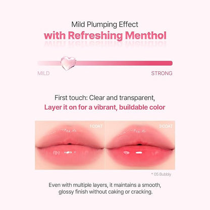 2aN Glaze Bouncing Tint – Lightweight, Moisturizing Lip Tint with High-Shine Finish, Smooth, Light Plumping, Comfortable Wear, Korean Makeup (Rose Moon, 0.16 oz)