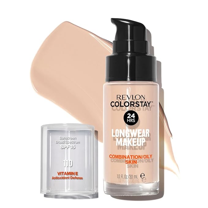 Revlon Colorstay Liquid Foundation Makeup with Pump 110 Ivory Combination/Oily Skin ,1 Fl Oz