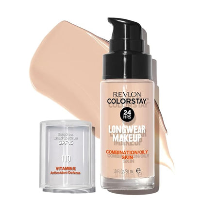Revlon Colorstay Liquid Foundation Makeup with Pump 110 Ivory Combination/Oily Skin ,1 Fl Oz