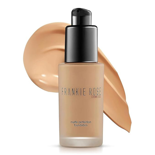 Frankie Rose Cosmetics Matte Perfection Foundation Makeup – Long-Lasting, Hydrating Foundation for Semi-Matte Finish - Foundation Full Coverage for All Skin Types - (Neutral) 1.0 US fl oz / 30 ml