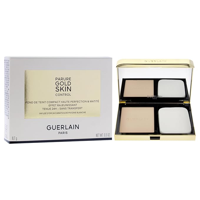 Parure Gold Skin Control Matte Compact Foundation - 0N Very Light Skin with Neutral Beige Undertones by Guerlain for Women - 0.3 oz Foundation