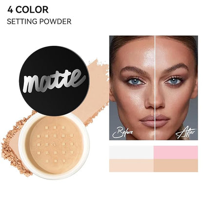 Face Loose Setting Powder, Translucent Long-lasting Waterproof Concealer Powder Light Breathable Oil-controlling, Smooth Matte Finish for Daily Face Makeup (01# White, 0.21 oz)