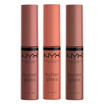 NYX PROFESSIONAL MAKEUP Marshmellow Smoothing Primer, Vegan Face Primer, 10-In-1 Skin Benefits & Butter Gloss Brown Sugar, Non-Sticky Lip Gloss - Pack Of 3