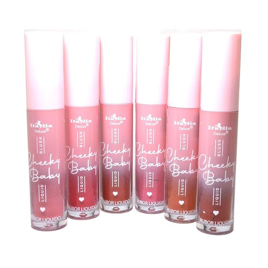 Italia Deluxe 6 Set of Soft Matte Blush Cheeky Baby Face & Body Professional makeup Highlighters Sheer Finish + Free Zipper Bag, 0.18 Ounce e [1pc]