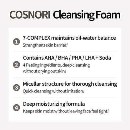COSNORI Double Cleanser Set - Micro Active Cleansing Oil & Foam - Vegan, Non-Irritating, Deep Cleansing, Korean Skin Care