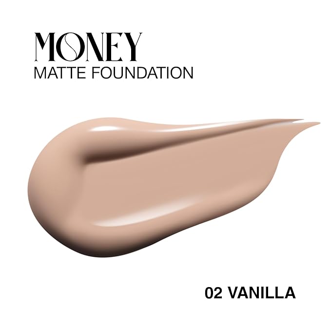 Money Liquid Matte Foundation – Long-Lasting, Natural Looking & Buildable Coverage – For Combination, Dry, Oily Skin – Lightweight & Moisturizing (Vanilla)