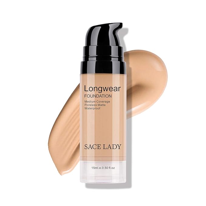 SACE LADY 2Pcs Face Make Up Set, Flawless Matte Foundation and Oil Control Pressed Powder, Lasting Coverage Waterproof Natural Cosmetics Kit