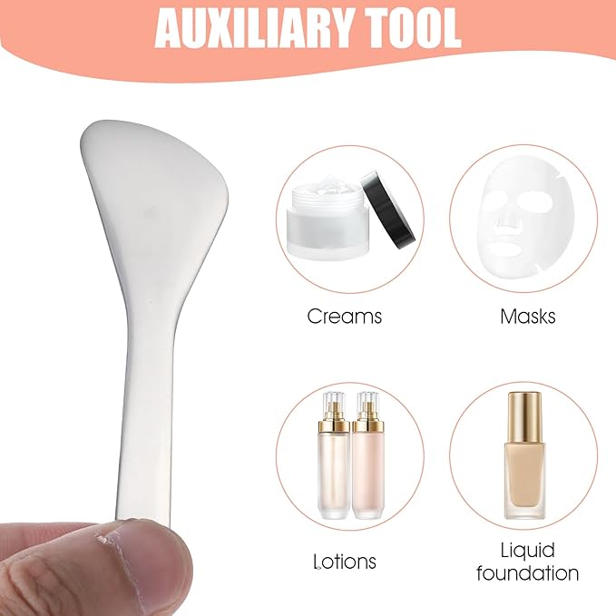 3Pcs Metal Cosmetic Skincare Spatula, Mini Mask facial Reusable Scoop Eye Cream Applicator Beauty Face Spoon Skincare Tool Facial Massage Accessories for Mixing Sampling Lotions Moisturizers