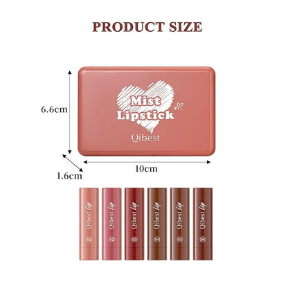 6 Colors 2-in-1 Lip liner and Lipstick Set, Matte Lipstick Crayon Lip Liner Pencil, High Pigmented Smooth Creamy Long Lasting Waterproof Lipstick