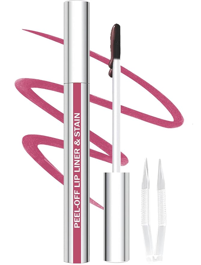 Lip Liner Stain Peel Off with Tweezer, Long Lasting Matte Lip Tattoo, Highly Pigmented Color Lip Makeup, Waterproof, Transfer-proof Lipstain for Women, for All Skin Types Mauve
