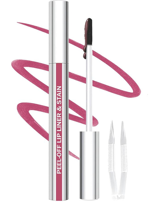 Lip Liner Stain Peel Off with Tweezer, Long Lasting Matte Lip Tattoo, Highly Pigmented Color Lip Makeup, Waterproof, Transfer-proof Lipstain for Women, for All Skin Types Mauve