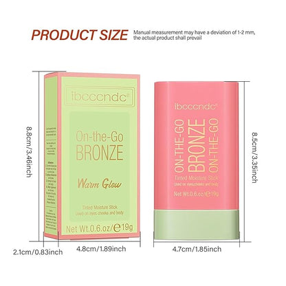 Multi-Use Makeup Bronzer Stick, On-the-Go Glow Bronze Tinted Moisture Stick, Hydrating Solid Moisturizer with Bronze Tint, Natural Bronzed Glow, Blends Effortlessly, for Eyes, Cheeks & Body