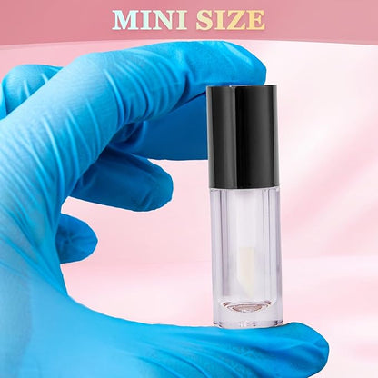 2.5ml 12 PCS Empty Lip Gloss Tubes with Wand Lip Gloss Containers Cute 0.08oz Clear Refillable Lipgloss Making Supplies Kit for DIY Makeup+ 2pcs Syringes (Black)