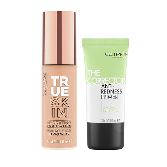 Catrice | True Skin Foundation 20 & The Corrector Anti-Red Primer| Full Coverage Makeup | Vegan & Cruelty Free